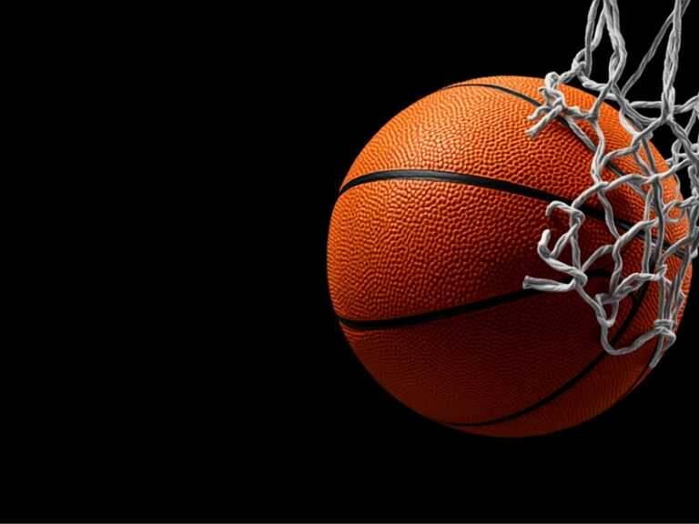 Basketball swishing through the net