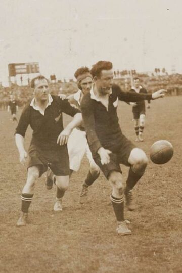 Rugby players in action during a match