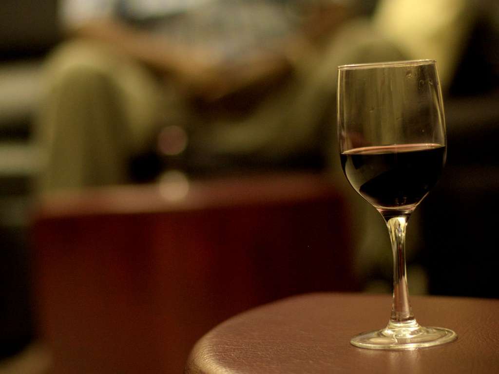 Glasses and a bottle on a table