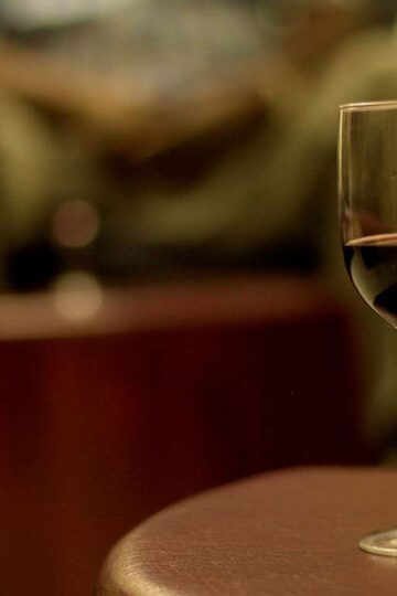 Wine glasses and a bottle