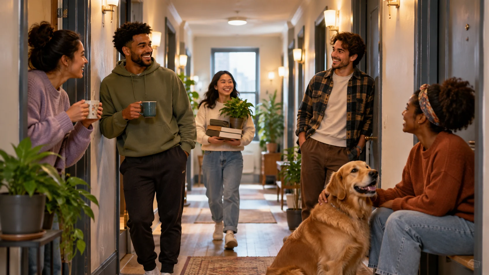 Apartment Group Chat Names for Roommates and Neighbors illustration for Names for one floor or hallway