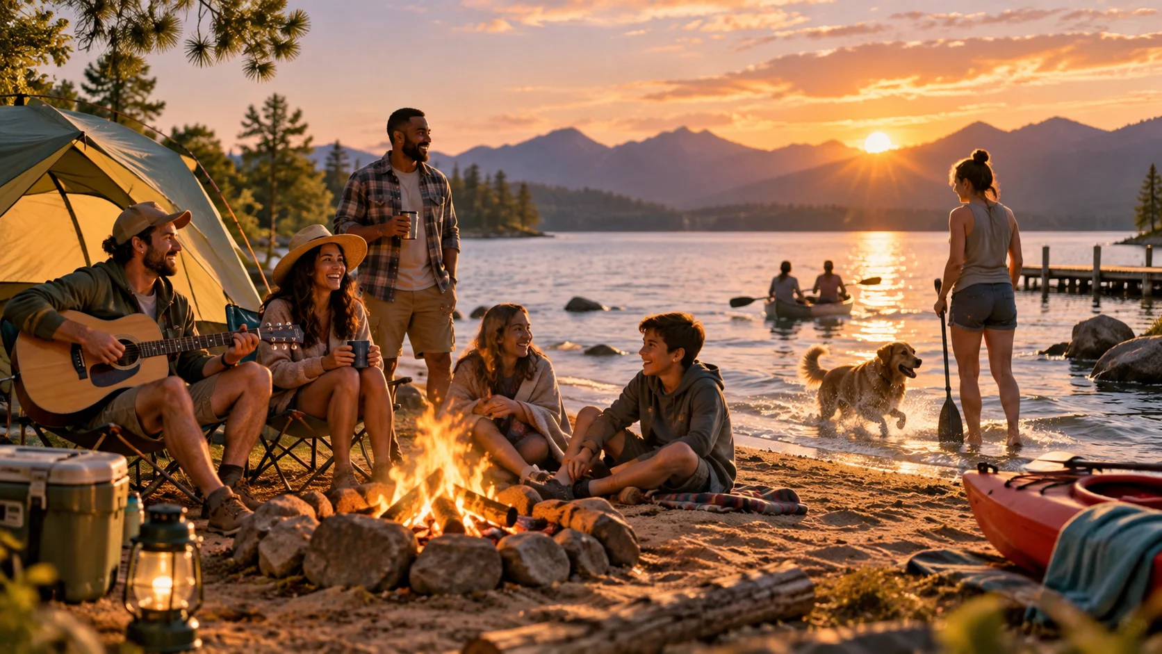 Camping Group Names for Friends, Families, and Outdoor Crews illustration for Lake and beach camping group names