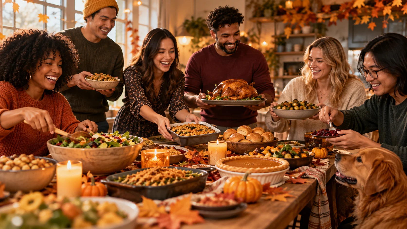 Friendsgiving Group Chat Names for Your Chosen Family Feast illustration for Friendsgiving potluck chat names