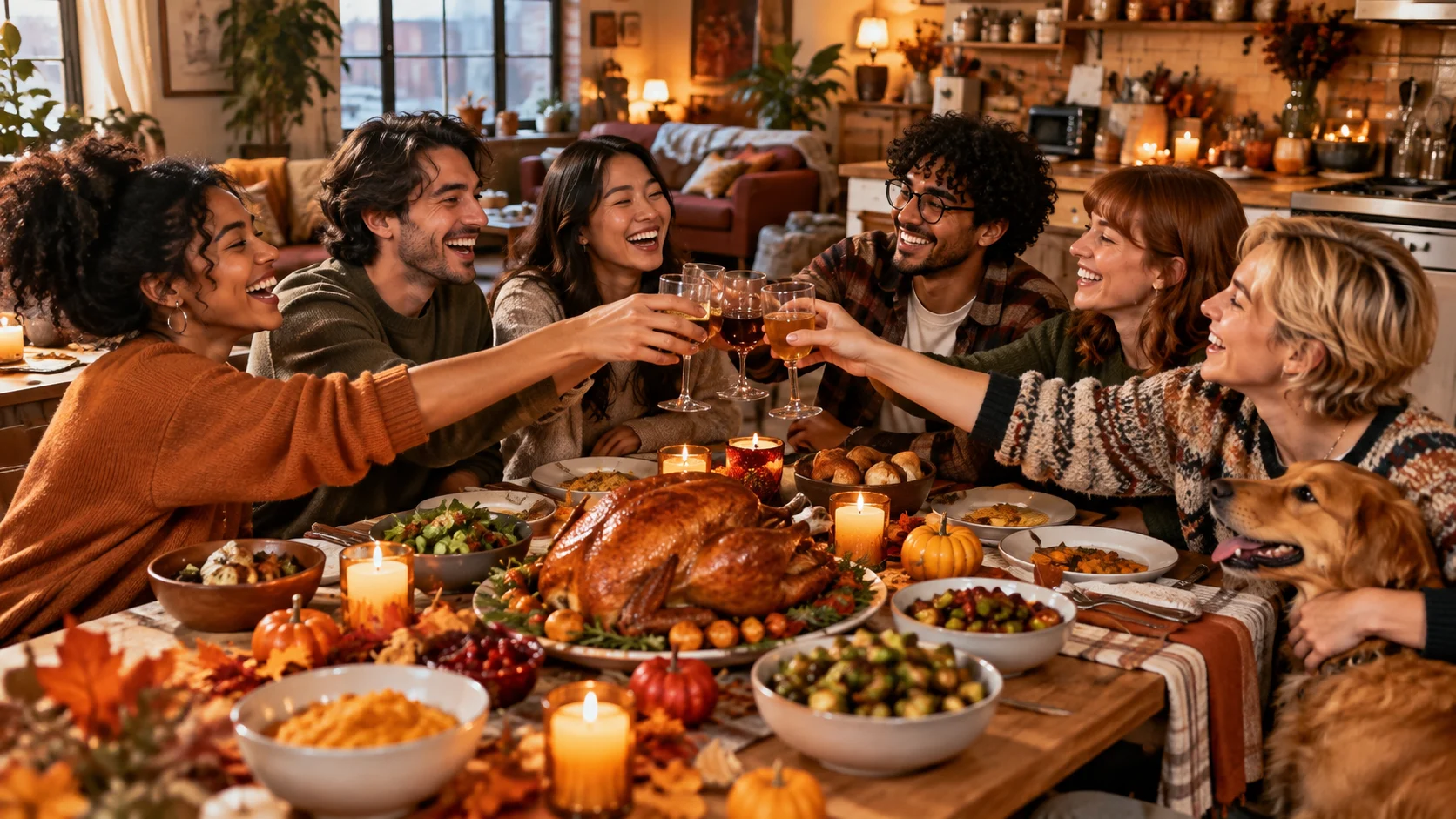 Friendsgiving Group Chat Names for Your Chosen Family Feast illustration for Roommate Friendsgiving names