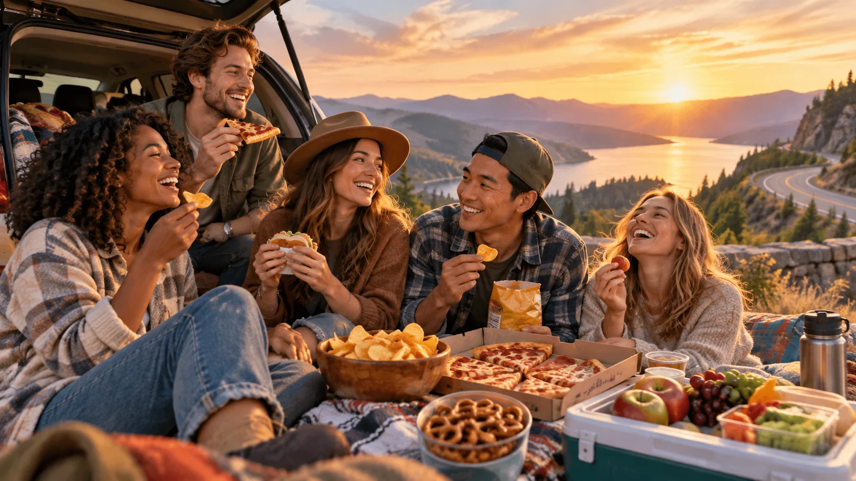 Road Trip Group Chat Names for Every Kind of Drive illustration for Food and snack road trip names
