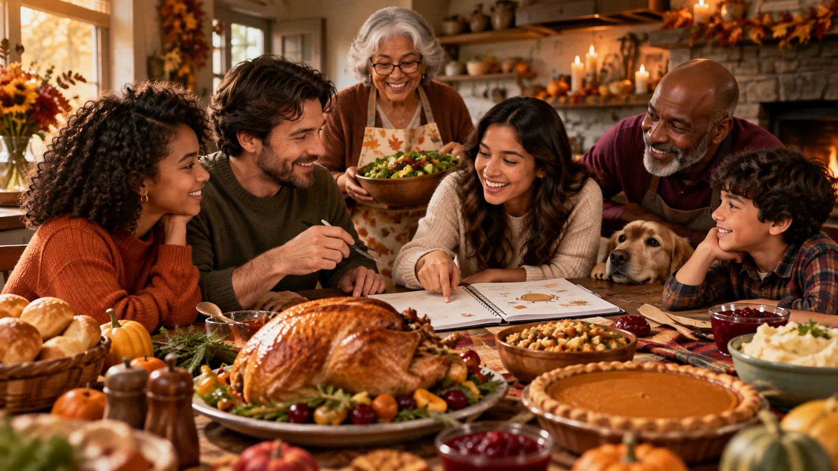 Thanksgiving Group Chat Names for Family, Food, and Fun illustration for Thanksgiving dinner planning chat names
