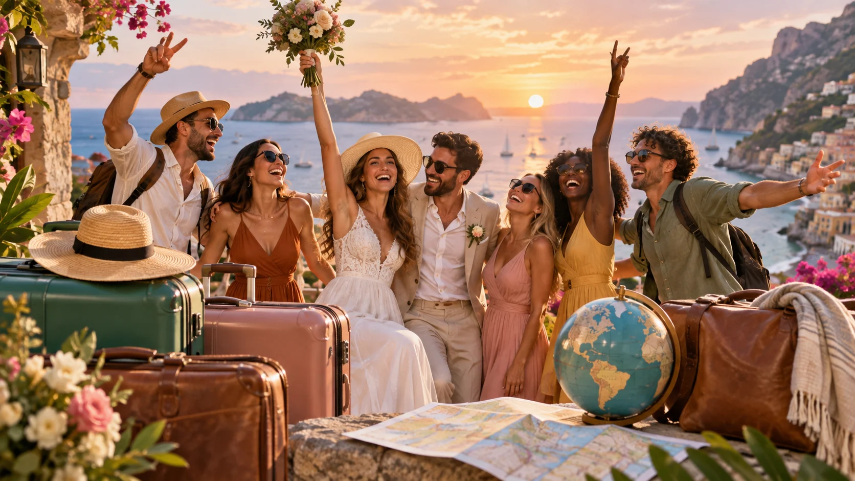 Wedding Party Group Chat Names for the Whole I Do Crew illustration for Destination wedding party names